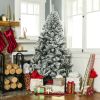 7.5 Foot Easy Set Up Snow Flocked Faux Pine Christmas Tree with Metal Stand