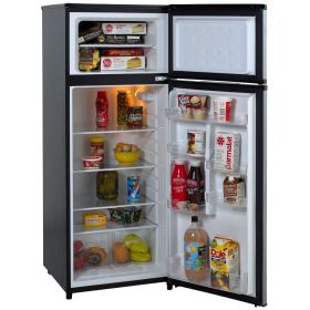 7.4 Cubic Feet Refrigerator with Top Freezer in Black w/ Platinum Finish