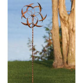 Copper Plated Metal Wind Spinner Stake for Outdoor Yard Garden