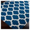 5' x 8' Flat Woven Wool Area Rug Handmade Blue White Trellis Pattern