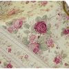 Red Pink Gold Ecru Floral Roses Quilt Throw Blanket in 100% Cotton