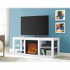 Modern 2-in-1 Electric Fireplace TV Stand in White