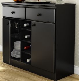 Black Sideboard Console Table Buffet Server with Adjustable Shelves