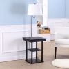 2-in1 Modern Side Table Floor Lamp with White Shade and USB Ports