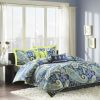 Full / Queen size 5-Piece Paisley Comforter Set in Blue and Yellow Colors