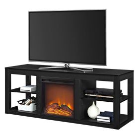 Modern 2-in-1 Electric Fireplace TV Stand in Black