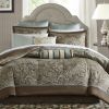Full size 12-piece Reversible Cotton Comforter Set in Brown and Blue