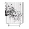Birds in Tree Black White Shower Curtain in Polyester Fabric