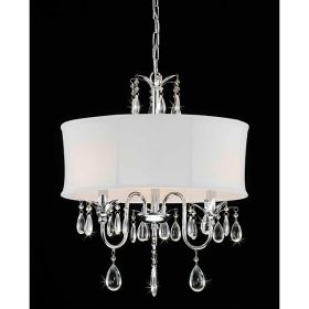 3-Light Chrome Crystal Chandelier with Fabric Shade