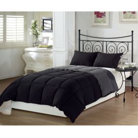 Full/Queen 3-Piece Black Grey Down Alternative Reversible Comforter Set