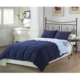 Queen 3-Piece Reversible Comforter Set in Navy and Light Blue