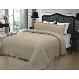 California King 3-Piece Quilted Bedspread 100% Cotton in Taupe