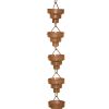 Pure Copper 8.5-Ft Long Rain Chain with Wide Mouth Funnel Cups