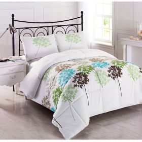 Twin size 2-Piece Reversible Microfiber Comforter Set with Leaves Pattern