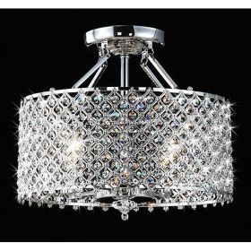 Chrome & Crystal 4 Light Round Ceiling Chandelier