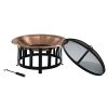 Copper 30-inch Fire Pit with Black Steel Frame and Lid