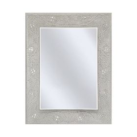 Rectangle Bathroom Vanity Mirror with Mosaic Crystal Floral Motif Border