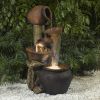 Clay Pot Style Indoor and Outdoor Fiberglass Illuminated Fountain