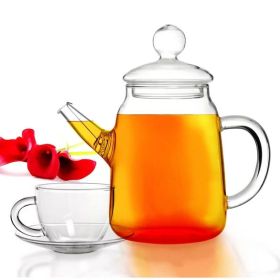 5-Piece Glass Teapot Teacups and Saucers Set
