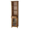 Oak Finish Bathroom Linen Tower Storage Cabinet with Shelves
