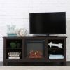 Espresso Wood 58-inch TV Stand Electric Fireplace Space Heater