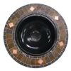 Marble and Slate 34-inch Fire Pit with Copper Accents and Wrought Iron Stand