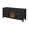 Black 2-in-1 TV Stand with Electric Fireplace Heater