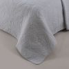 King size 3-Piece Cotton Bedspread and Shams Set in Grey Quilted Damask Pattern