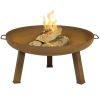29 Inch Tan Cast Iron Fire Pit Bowl with Cover