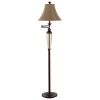 Swing Arm Floor Lamp in Bronze Finish with Brown Shade