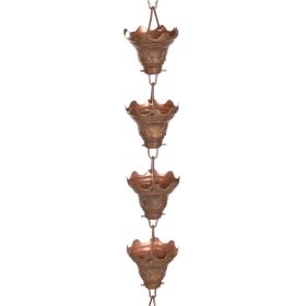 Mariposa 100% Copper 8.5 Ft Rain Chain Cascading Water Cups