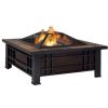 Outdoor Square Steel Wood Burning Fire Pit Table with Spark Screen