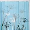 Black and Blue Thistle Flower Fabric Shower Curtain