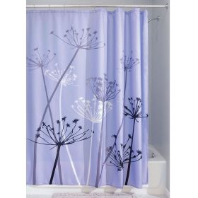 Purple Thistle Flower Polyester Fabric Shower Curtain