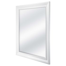 Rectangular 32 x 26 inch Bathroom Wall Mirror with 1-inch Bevel and White Frame