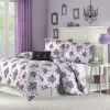Twin / Twin XL size Purple Damask Design Comforter Set