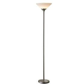 71-inch Torchiere Floor Lamp in Brushed Steel Finish white Plastic Shade
