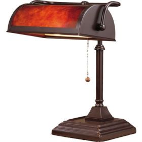 Classic Style Bankers Lamp with Mica Shade Table Desk Lamp