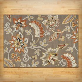 3'3" x 5'2" Tufted Cotton Area Rug with Yellow Orange Beige Brown Floral Pattern