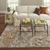 3'3" x 5'2" Tufted Cotton Area Rug with Yellow Orange Beige Brown Floral Pattern