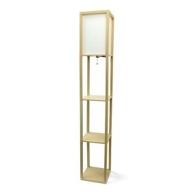 Modern 63-inch Tall Asian Style Floor Lamp with Off-White Shade in Tan Finish