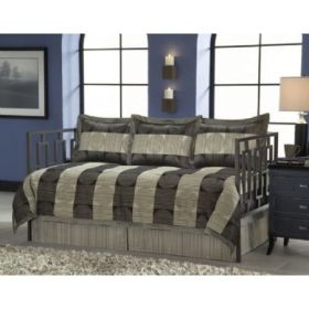 Twin-size 5-Piece Daybed Ensemble with Comforter Bed Skirt and 3 Shams