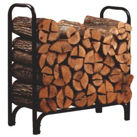 Black Powder Coated Steel Firewood Log Rack - 4ft