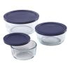 6-Piece Round Glass Food Storage Set with Blue Lids - Made in USA