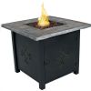 Outdoor Propane Fire Pit Table with Lava Rocks and Cover
