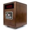 Infrared Space Heater 1500W with Remote w/ Dark Walnut Wood Cabinet