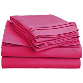 Queen size 4-Piece Sheet Set in Pink Polyester Microfiber