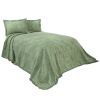 Queen size Sage Green Cotton Chenille Bedspread with Fringe Edge
