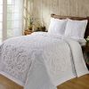 Queen size 3-piece 100-Percent Cotton Chenille Bedspread in White with Shams