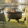 36-inch Bronze Fire Pit with Grill Grate Spark Screen Cover and Poker